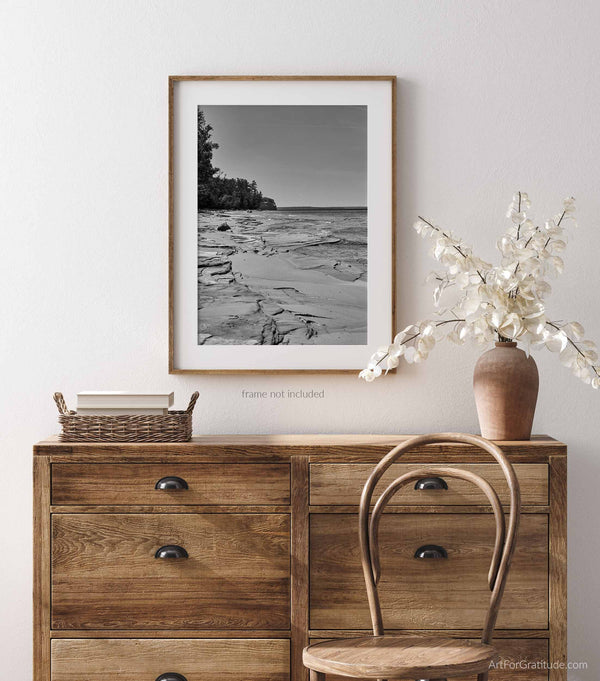 Mosquito Beach, Pictured Rocks Michigan Black And White Fine Art Photography Print