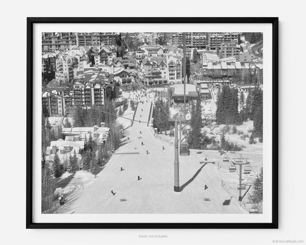 Lionshead Village At Vail Ski Resort, Vail Colorado Black And White Fine Art Photography Print Print, Art For Gratitude