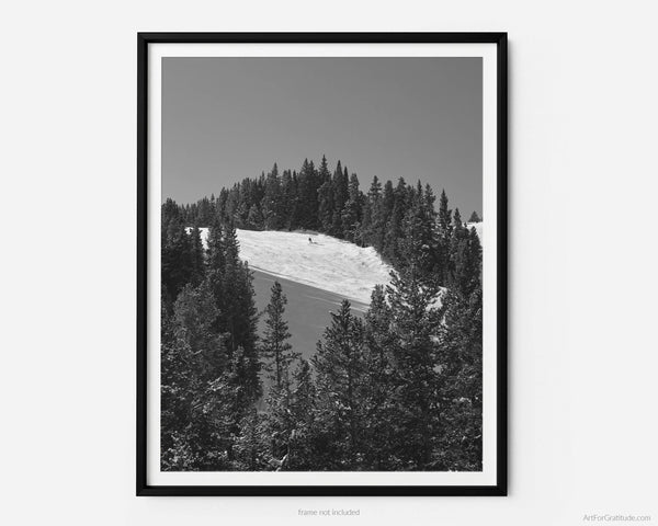 Skier On Look Ma At Vail Ski Resort, Vail Colorado Black And White Fine Art Photography Print, Art For Gratitude