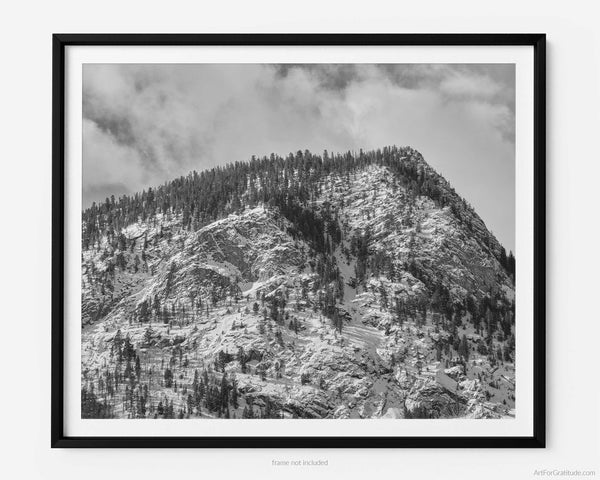 Mount Royal In Winter, Frisco Colorado Black And White Fine Art Photography Print, Art For Gratitude
