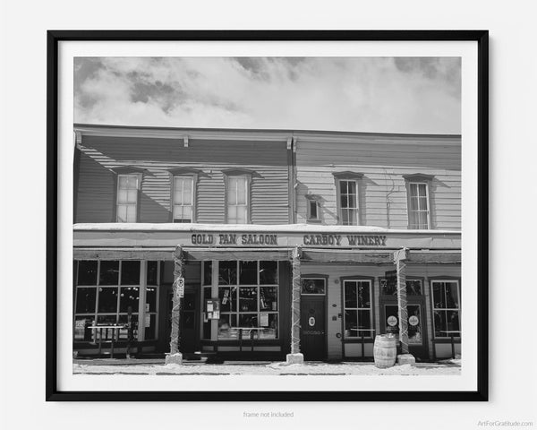 Gold Pan Saloon & Carboy Winery, Breckenridge Colorado Black And White Fine Art Photography Print