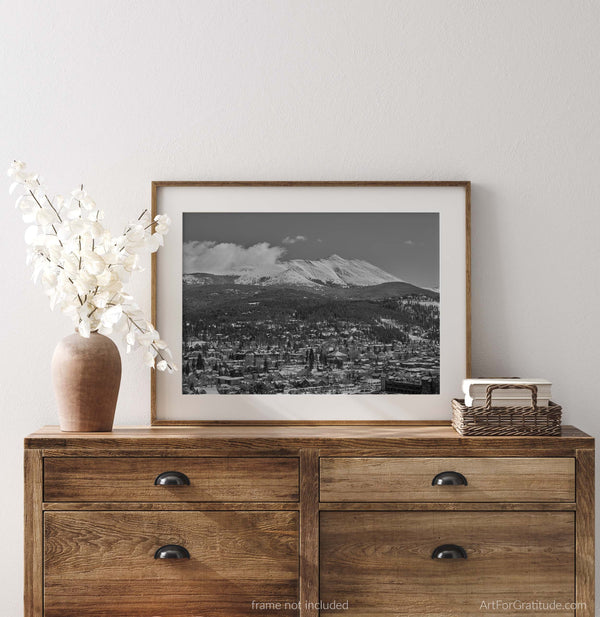 View of Breckenridge From Overlook, Breckenridge Colorado Black And White Fine Art Photography Print, Art For Gratitude