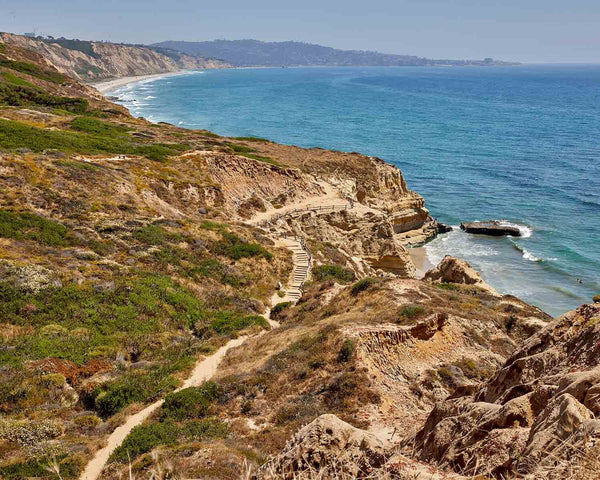 The Beach Trail, Torrey Pines Fine Art Photography Print, Stairs From Yucca Point, In San Diego California, With Black&#39;s Beach