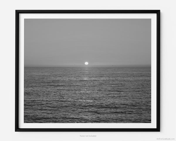 San Diego Sunset Over Pacific Ocean, San Diego Black. And White Fine Art Photography Print, Art For Gratitude