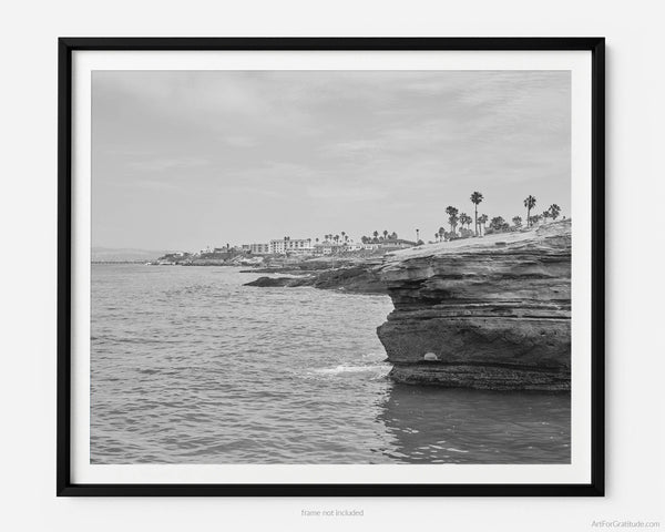 Sunset Cliffs, San Diego Black And White Fine Art Photography Print, Art For Gratitude