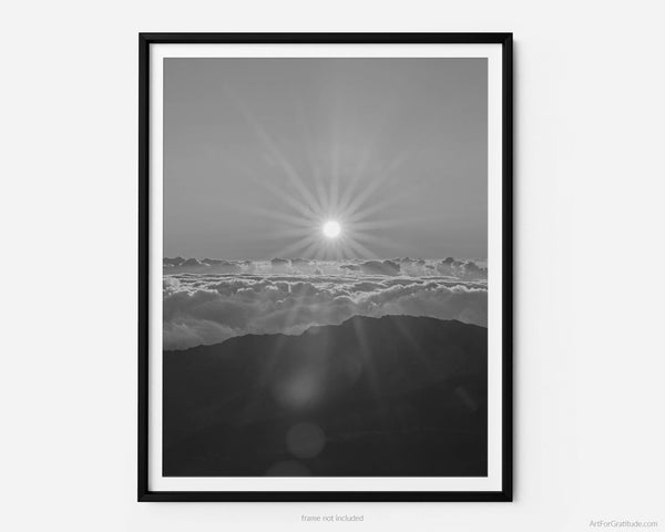 Haleakalā Summit At Sunrise, Haleakalā National Park Black And White Fine Art Photography Print, In Maui Hawaii