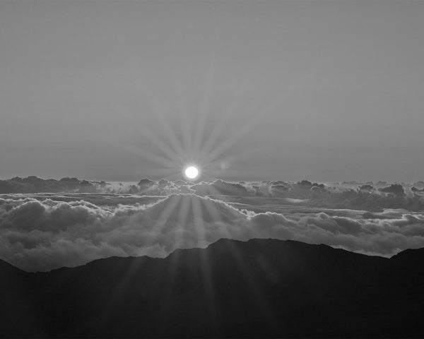 Haleakalā Summit At Sunrise, Haleakalā National Park Black And White Fine Art Photography Print, In Maui Hawaii, Art For Gratitude